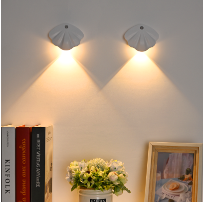 Led Night Light Shell shape room decorative lamp USB TYPE-C charging Three colors magnetic suction adjustable multifunctional