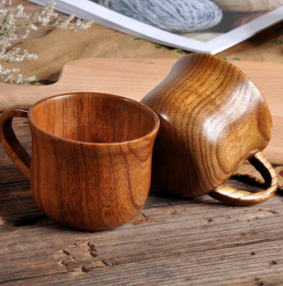Wooden Beer Mug Crafts Drinking Cup Pint Wood Cups, Handmade Tumblers Teacup With Handle For Hiking Camping Outdoor Sports