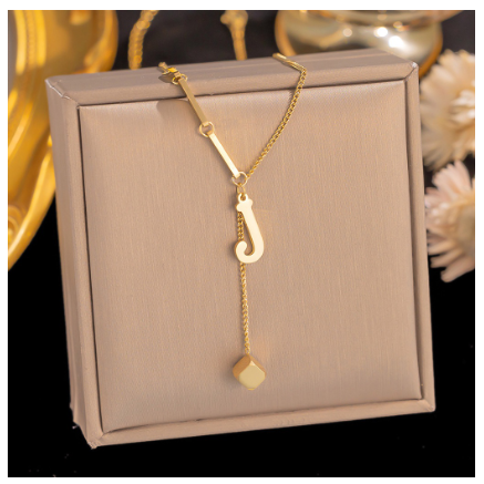 Vnox Letter Pendant Long Necklace for Women Girl,18K Gold Stainless Steel Hypoallergenic A-Z Initial Name Necklace Gift J