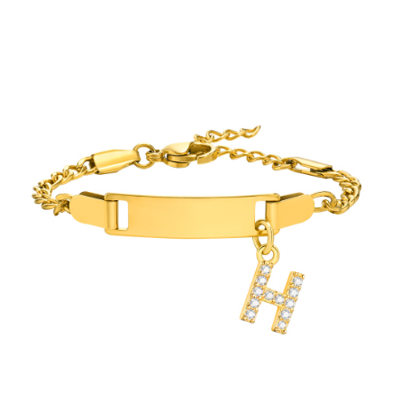 Vnox Baby Name Bracelet with Letter Pendant,Toddler Child ID Bracelet Girl Boy Birthday Gift H