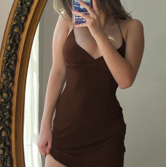 Women Sexy Backless Low Cut V Neck Solid Bodycon Dress