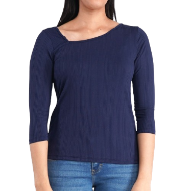 Stylistic Mr. Lee Ladies Basic Tees 3/4 Sleeve Trendy Fashion Apparel Regular Fit 147314-U (Navy)