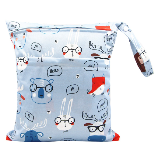 Diaper Wet Dry Bags Duble Zipper Printed Portable Waterproof Dag Storage Bag Swimwear Bag  30x36cm