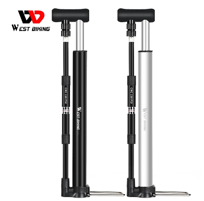 WEST BIKING 120psi Bicycle Floor Pump Mini Portable Alloy For Schrader Presta Valve Tire Air