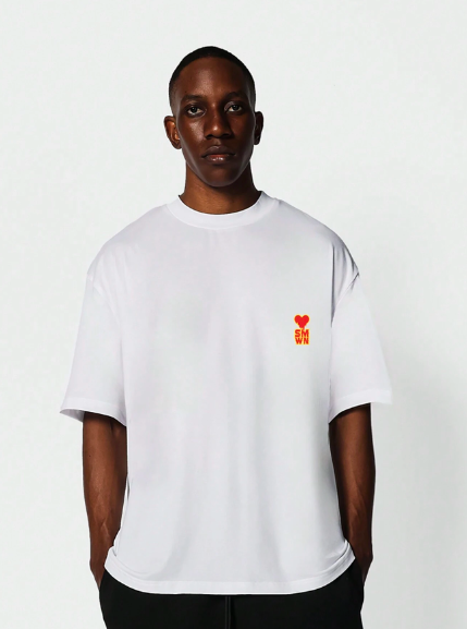 SUMWON Tee With Letter & Heart Graphic Print