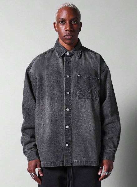 SUMWON Oversized Denim Shirt With Pocket