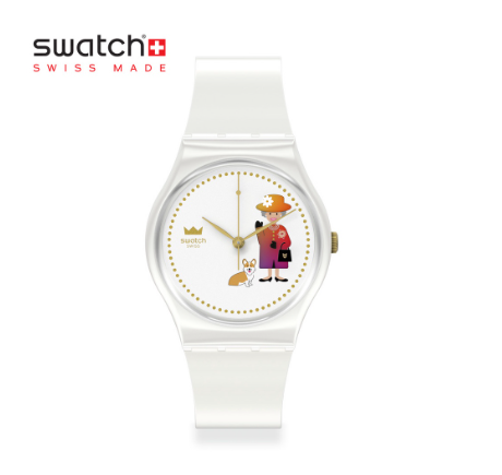 Swatch Gent How Majestic GZ711 White Silicone Strap Watch