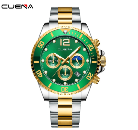 CUENA Men's Watch Original Brand Multifunction Luminous Fashion Leisure Business Stainless Steel Waterproof 6804 003