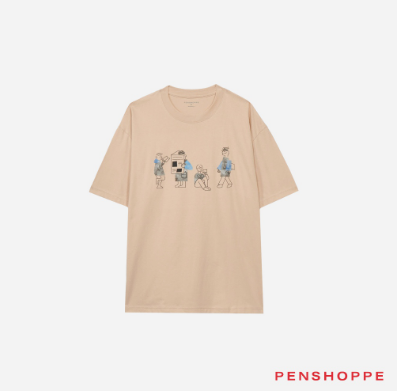 Penshoppe Modern Fit Graphic T-Shirt For Men (Sand)
