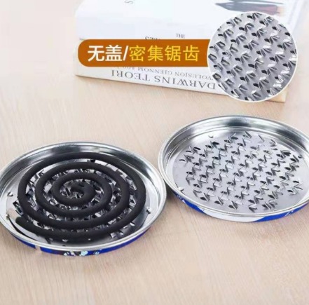 1pc Home Stainless Steel Mosquito Coil Tray Home Covered Fire-proof Mosquito Coil Box