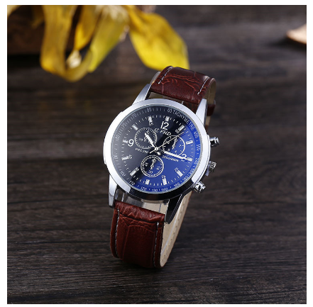2020 new blue light glass three eye men's Quartz Watch Gift fashion casual belt watch fashion fashion watch M3