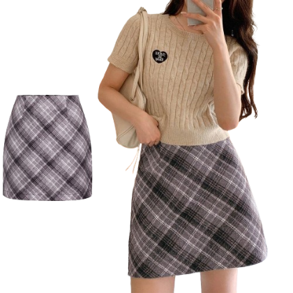 Lovito Women Casual Gingham Pattern Skirts L73AD116