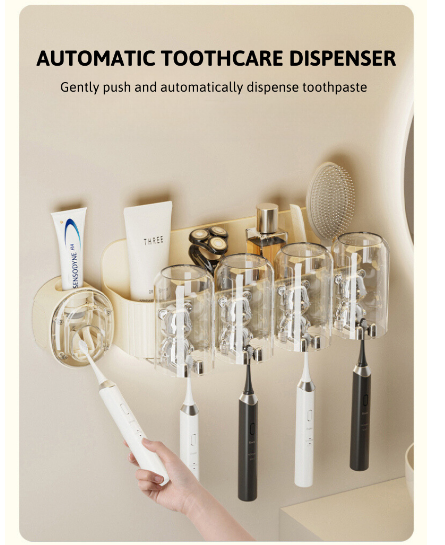 Toothbrush Holder Toothpaste Squeezer Dispenser Storage Rack Bathroom Accessories Luxurious