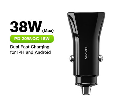 Bavin Pc875 38W Fast Charging Car Charger Dual PD & QC3.0 Usb Port Suitable For Iph 15 Series