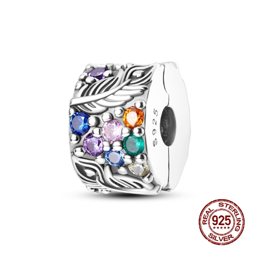 Fit Original Pandora Bracelet Beads Pendant 925 Sterling Silver Love Positioning Buckle Series Colorful Women Jewelry DIY Gift S017