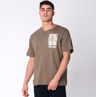 Wrangler Men's Roundneck Oversized Fit Dusty Olive
