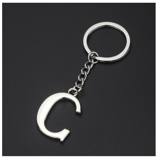 New A-Z 26 Letter Key Chains Stainless Steel Keychain Charm Fashion Accessories Key Ornaments C