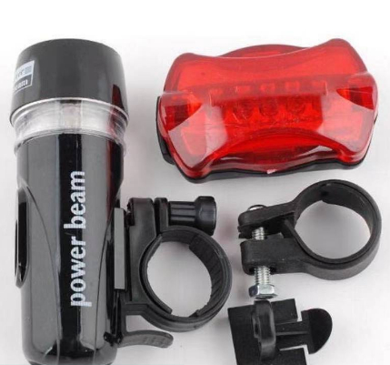 WJ-101 Bike Front Head Light + Rear Safety Waterproof Flashlight 5-LEDs Lamp