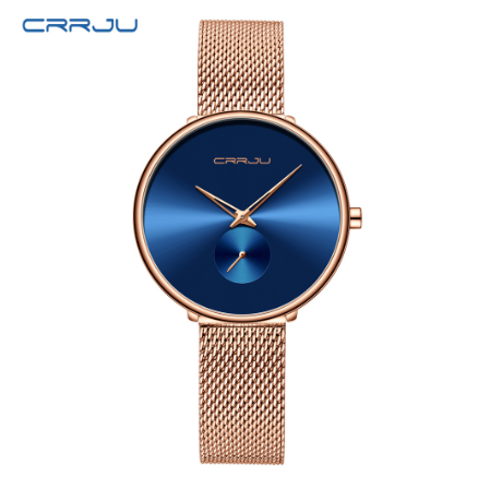 CRRJU Women's Watch Top Luxury Brand Fashion Business Analog Quartz Stainless Steel Waterproof 2165 X BLUE