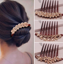Korean Pearl Seven-Toothed Insert Comb Vintage Hairpin All-Match Rhinestone Non-Slip Back Head Hair Pin Hair Accessories