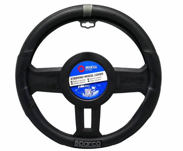 Sparco Steering Wheel Cover SPS104BKGR (Black/Grey) for Toyota, Mitsubishi, Honda, Hyundai