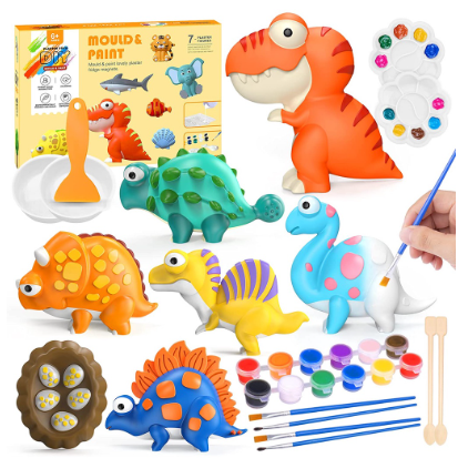 IBliver Dinosaurs Arts And Crafts Painting Kit For Kids Paint Your Own Diy Figurines Creative Activity Toys Ceramics Plaster Set Gift Boys &