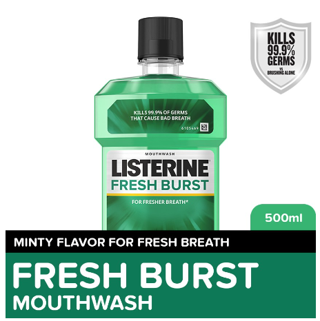 Listerine Fresh Burst Mouthwash 500ml - For Oral Care, Mint Fresh to Fight Bad Breath