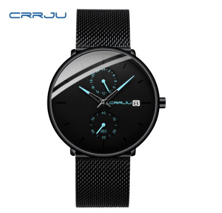 CRRJU Men's Watch Original Brand Multifunctional Fashion Business Analog Quartz Stainless Steel Waterproof 2263 X BLUE 4