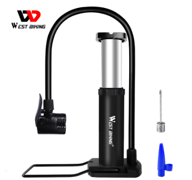 WEST BIKING Mini Bicycle Pump Portable Foot Hose Inflator Cycling Tire Air Presta Schrader Valve