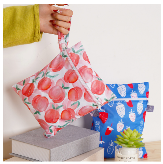 Elinfant 2 Pcs Set Mini Eco-friendly Portable Waterproof Snack Bag Washable Reusable Baby Diaper bag 18 x 25cm s9