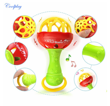 Cod infant rattle bite teether Non Toxic Plastic Colorful