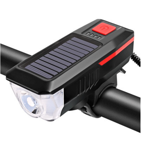 Bicycle Solar Horn Light USB Rechargeable Bicycle Headlight Bicycle Bright Flashlight Accessories