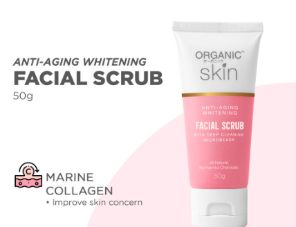 Organic Skin Japan AntiAging Whitening Facial Scrub Anti Aging Scrub with Microbeads (50g)