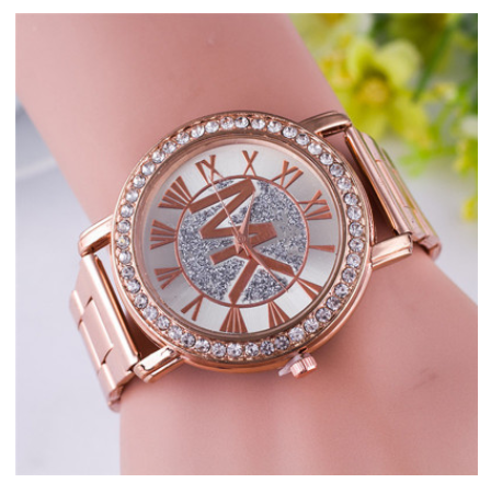 Men's steel band diamond watch fashion simple fashion quartz watch business versatile lovers Watch 004