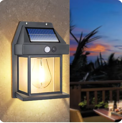 Solar wall light motion sensor tungsten light bulb suitable for outdoor garden landscape decoration