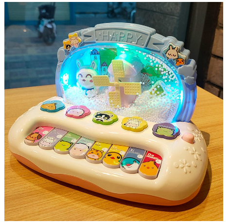 Baby Rotating Music Piano with Light Sound Educational Toys Gift Animals Sounding Keyboard