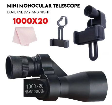 1000X20 HD Mini Pocket Monocular Telescope Outdoor Camping Telescope Eyepiece Easy to Use Telescope Magnifier for Hunting Travel