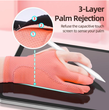 Ankndo Palm Rejection Painting Gloves Flexible 2-Finger Universal Stylus Pen Drawing Glove Anti Mistouch Tablet Accessories