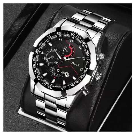 Original ORUSS Men's Stainless Steel Waterproof Luxury Fashion Business Watch Automatic Quartz Wrist Men M12