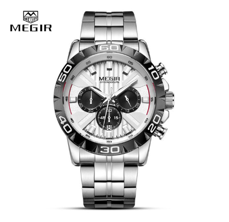 MEGIR Brand Luxury Full Steel Business Quartz Watch Men's Wrist Watches Sport Military Date Chrono M002