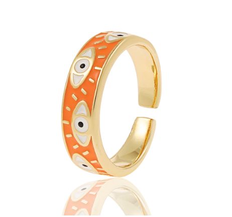 Turkish Evil Eye Adjustable Rings Colorful Enamel Dripping Oil For Women Jewelry Gifts EE