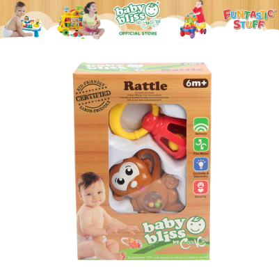 Baby Bliss 2 in 1 Monkey and Rattles, Lead-Free - Developmental Toys