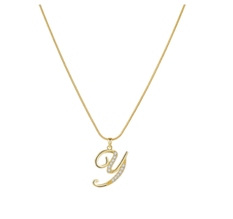 18K Gold Letter Pendant Necklace Retro Snake Chain Choker Diamond Couple Necklaces Jewelry Accessories Gift Y