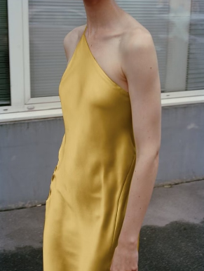 Asymmetric Satin Suspender Dress