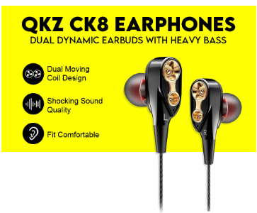 QKZ CK8 In-Ear Super Bass earphone with Microphone Hifi Headsets With Mic Gaming Earphones