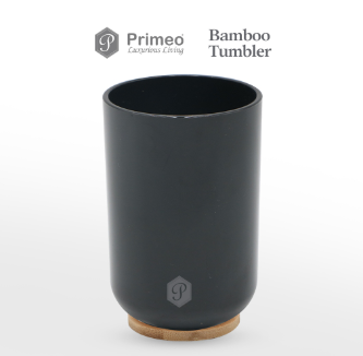 PRIMEO Bamboo Tumbler 7.2x7.2x10cm Mouthwash Cup Toothbrush Cup Toiletry Cup Bathroom Accessories