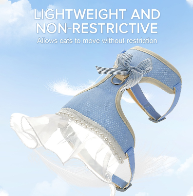 Pet clothes harness with leash dog cat skirt leash chest strap