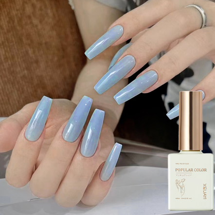 Blue Color Ice Through Gel Nail Polish 15ML Soak Off Glitter Gel Polish For All Seasons - Home Salon Nail Art DIY
