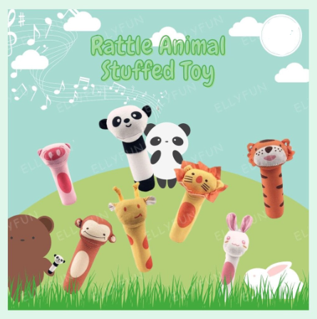Ellyfun Rattle Animal Stuff Toy Animals Baby Rattle Soft Plush Toys Handing BB Sounder Bell