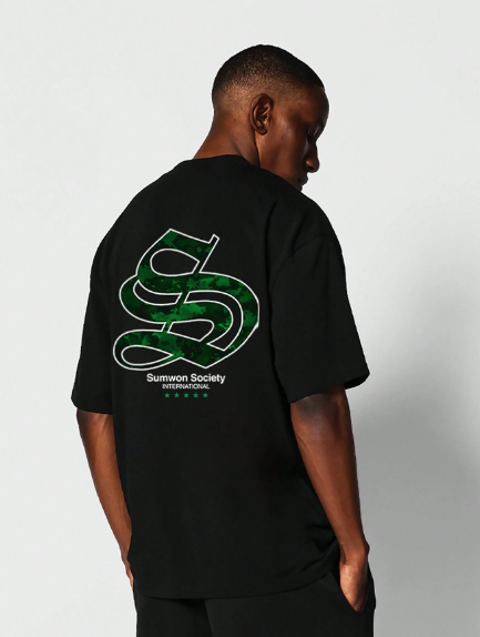 SUMWON Tee With Letter S Initial Graphic Print